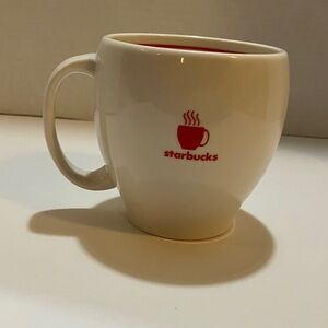 Starbucks 2004 Cream Mug with Red Coffee Mug Logo.